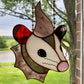 Warm Lavender SparkleWizard Opossum Stained Glass Suncatcher