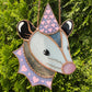 Purple and Pink Heart Opossum Stained Glass Suncatcher