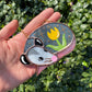 Sleepy Yellow Tulip Opossum Stained Glass Ornament