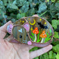 Orange Mushrooms and Bat Mini Halloween Rat Stained Glass Suncatcher