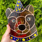 Blue Wizard Bear Stained Glass Suncatcher