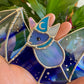 Blue Swirl Wizard Bat Stained Glass Suncatcher