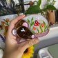 (Moon) Mini Brown Rat and Red Mushroom Stained Glass Suncatcher
