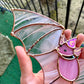 Pink Haze Wizard Bat Stained Glass Suncatcher