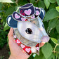 Red Lovely Cowboy Opossum Stained Glass Suncatcher