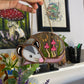 Mini Pink Mushroom Opossum Stained Glass Suncatcher
