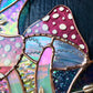 Magenta Mushroom Moon Stained Glass Suncatcher