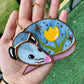 Sleepy Yellow Tulip Opossum Stained Glass Ornament