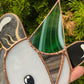 Swirly Green Aventurine Wizard Opossum Stained Glass Suncatcher