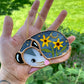Mini Sleepy Sunflower Opossum Stained Glass Ornament