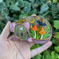 Orange Mushrooms and Bat Mini Halloween Rat Stained Glass Suncatcher