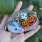 Pumpkins and Ghost Mini Halloween Opossum Stained Glass Suncatcher