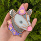 Iridescent Periwinkle Mini Wizard Opossum Stained Glass Suncatcher