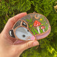 Red Mushroom Sleepy Opossum Mini Stained Glass Suncatcher