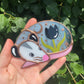 Sleepy Black Tulip Opossum Stained Glass Ornament