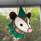 Blue Dream Wizard Opossum Stained Glass Suncatcher