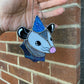 Blue Wizard Mini Opossum Stained Glass Ornament