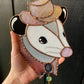 Lavender Cowboy Opossum Stained Glass Suncatcher