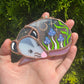 Purple Mushroom Moon Opossum Mini Stained Glass Suncatcher