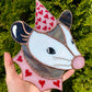 Valentine Opossum Stained Glass Suncatcher