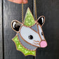 Green Lovely Opossum Mini Stained Glass Suncatcher