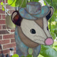 Baby Blue Pony Opossum Stained Glass Suncatcher