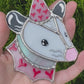 Mini Pink Valentine Opossum Stained Glass Suncatcher