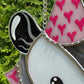 Pink and Silver Heart Opossum Stained Glass Suncatcher