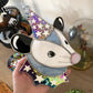 Blue Iridescent Wizard Opossum Stained Glass Suncatcher