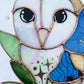 Blue Barn Owl Large Stained Glass Suncatcher
