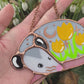 Sleepy Yellow Tulip Opossum Mini Stained Glass Suncatcher