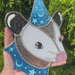 Dreamy Blue Wizard Opossum Stained Glass Suncatcher