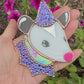 Pink/Purple Stained Glass Opossum Ornament