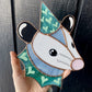 Teal Lovely Opossum Stained Glass Suncatcher