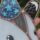 Blue Star Wizard Opossum Stained Glass Suncatcher