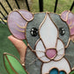 Flower Dumbo Rat Stained Glass Suncatcher