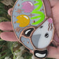 Sleepy Yellow and Pink Tulip Opossum Mini Stained Glass Suncatcher