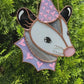 Pink and Purple Heart Opossum Stained Glass Suncatcher