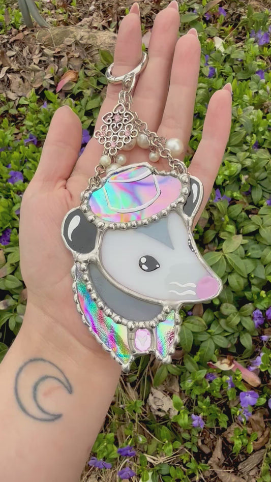 Rainbow Dichroic Cowboy Purse Opossum