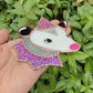 Pink/Purple Stained Glass Opossum Ornament