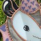 Pink and Purple Heart Opossum Stained Glass Suncatcher