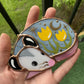 Mini Sleepy Yellow Tulip Opossum Stained Glass Ornament
