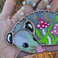 Mini Pink (ver 2) Sleepy Mushroom Opossum Stained Glass Ornament