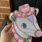 Pink Lovely Opossum Stained Glass Suncatcher
