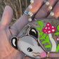 Mini Pink (ver 1) Sleepy Mushroom Opossum Stained Glass Ornament