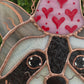 Large Valentine Raccoon Stained Glass Suncatcher