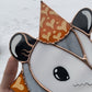 Orange Lovely Opossum Stained  Glass Suncatcher