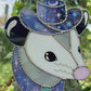 Sparkle Cowboy Opossum Stained Glass Suncatcher