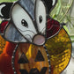 Mini Pumpkin Opossum Stained Glass Suncatcher
