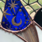 Blue and Gold Wizard Opossum Stained Glass Suncatcher
